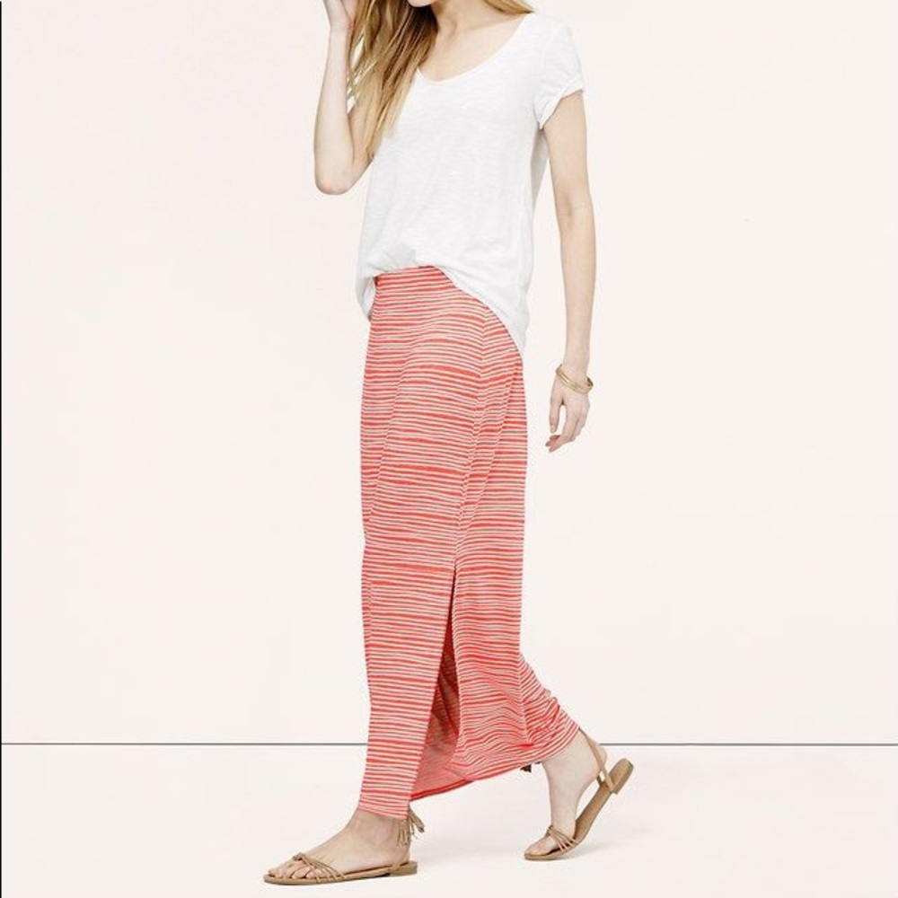 Loft maxi skirt in coral stripe